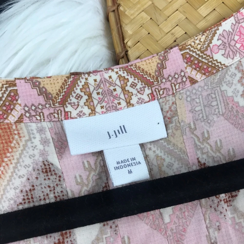 🔴J. Jill Pink and Brown Geometric Blouse - Picture 3 of 8